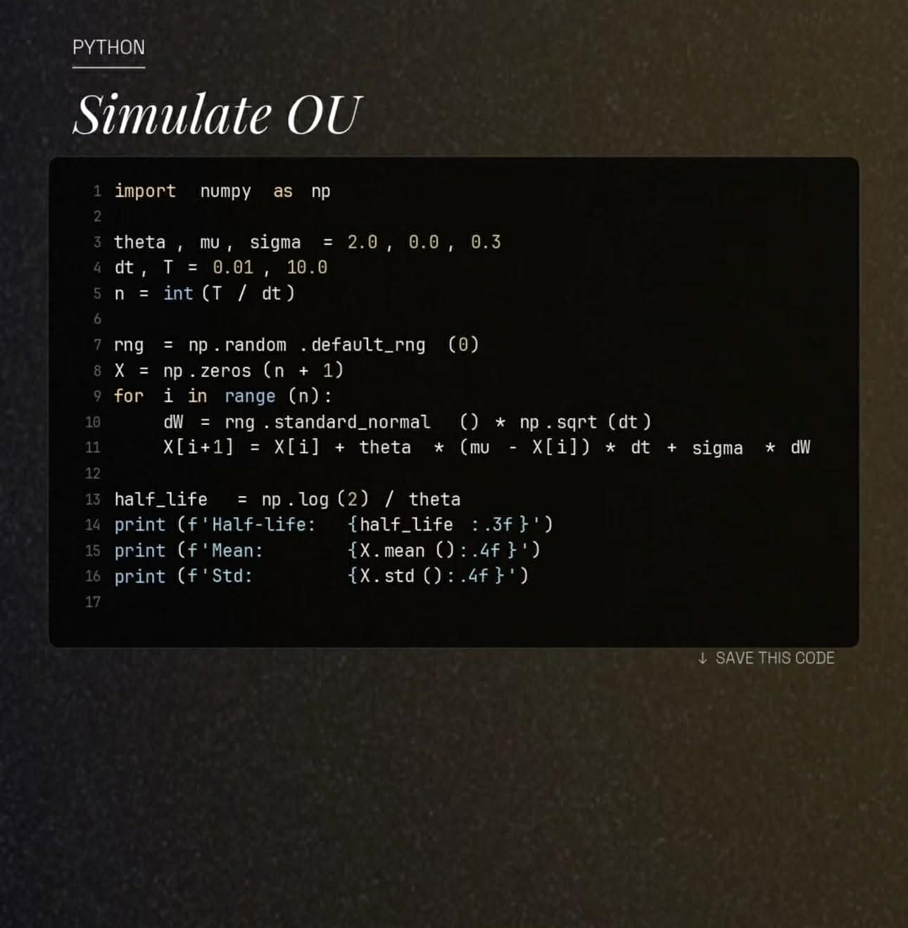 Python simulate OU code